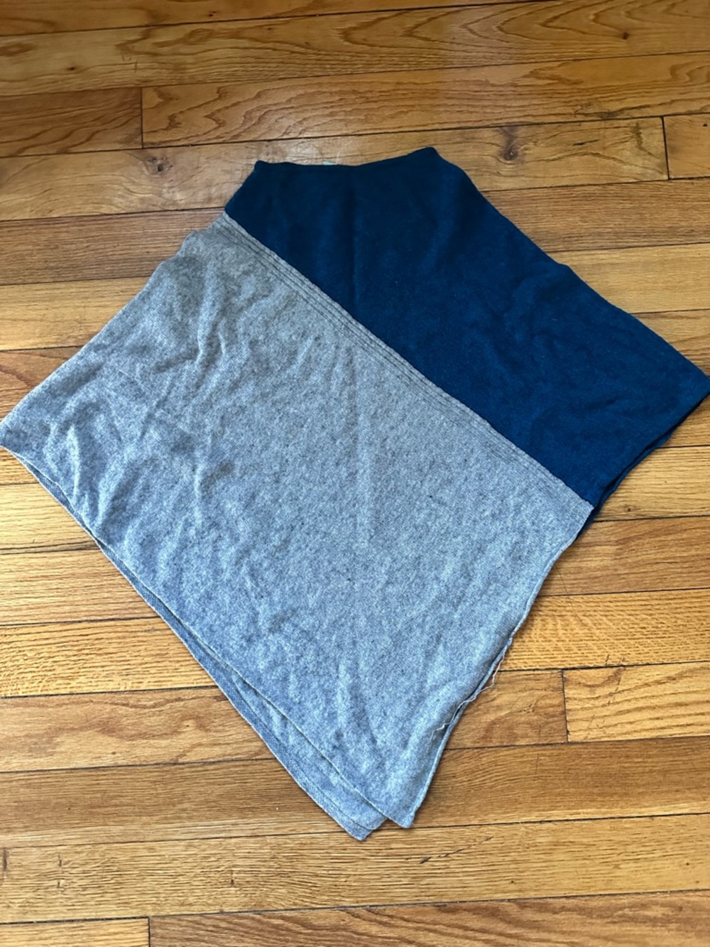 Two-Tone Strapless Poncho- Blue & Gray